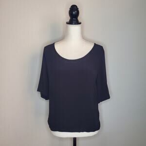 Monrow Black Crepe Blouse Medium